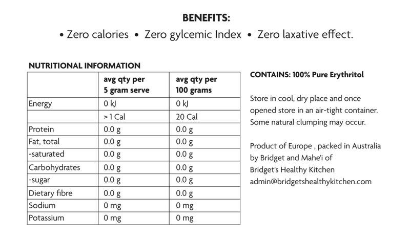Pure ERYTHRITOL - Zero As Sugar [500g] - Bridgets Healthy Kitchen