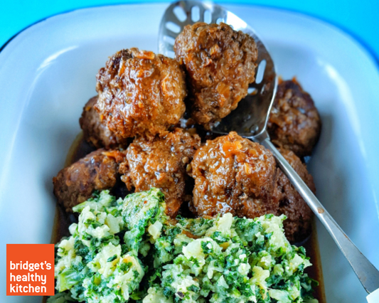 Cauli and Kale Mash with Dutch Meatballs