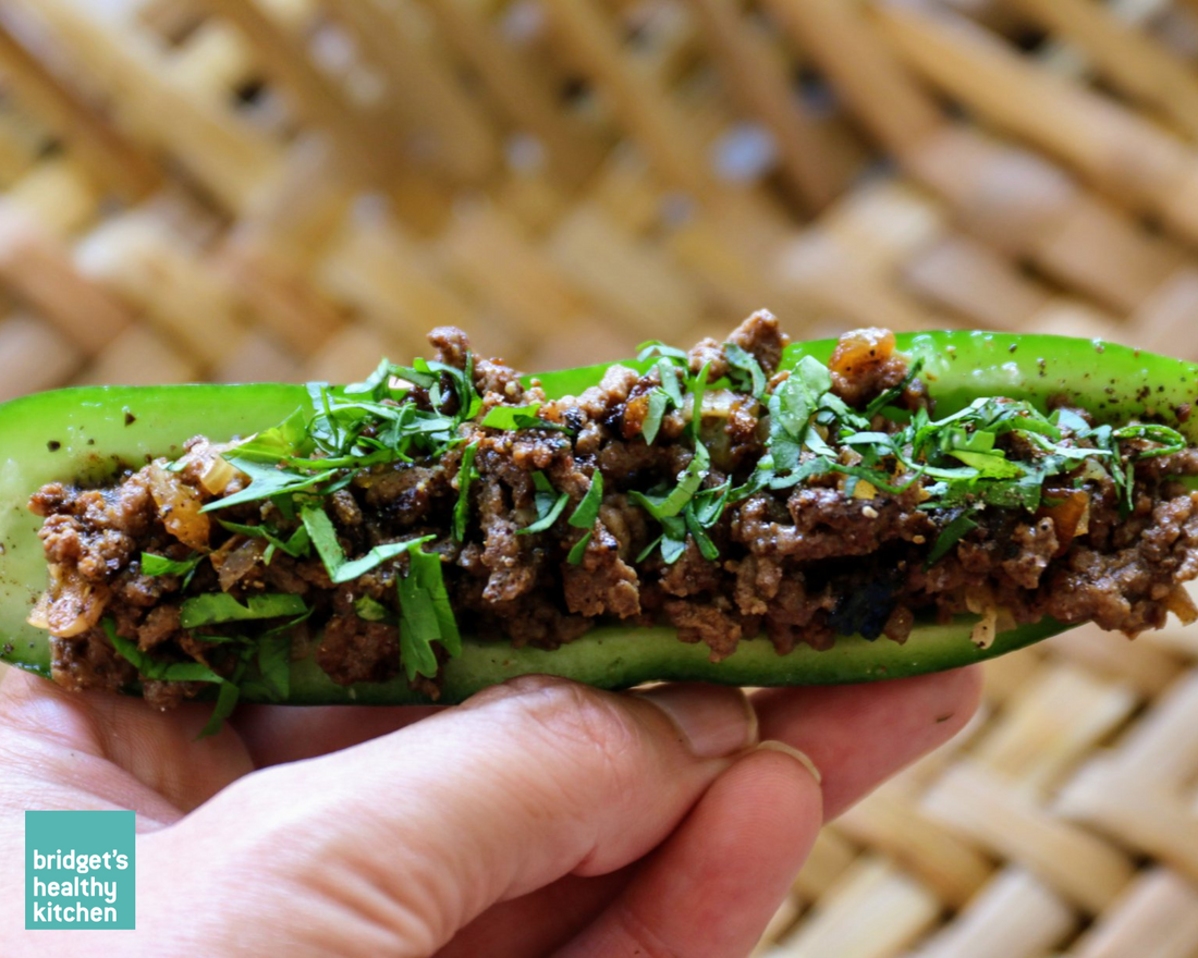 Spiced Beef in Cucumber Boats