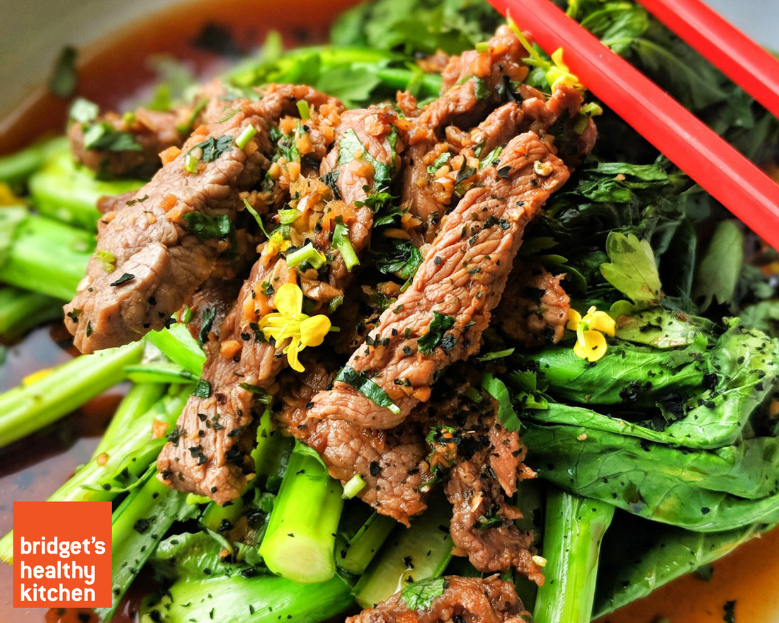 Lunch or Dinner in 10 minutes! Ginger Beef with Asian Greens