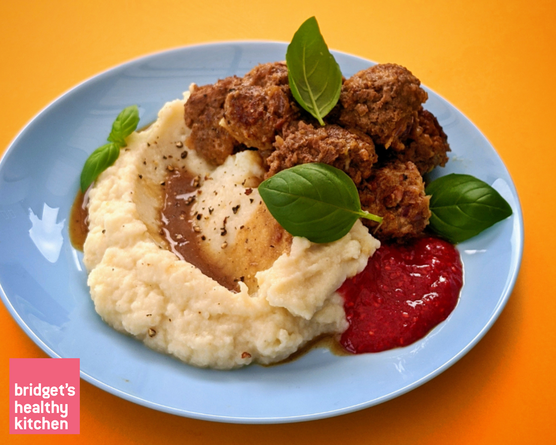 Homemade IKEA Meatballs with Mash, Savoury Sauce and Berry Jam