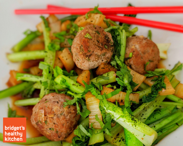 Turkey Meatballs with Choy Sum and Fennel Stew