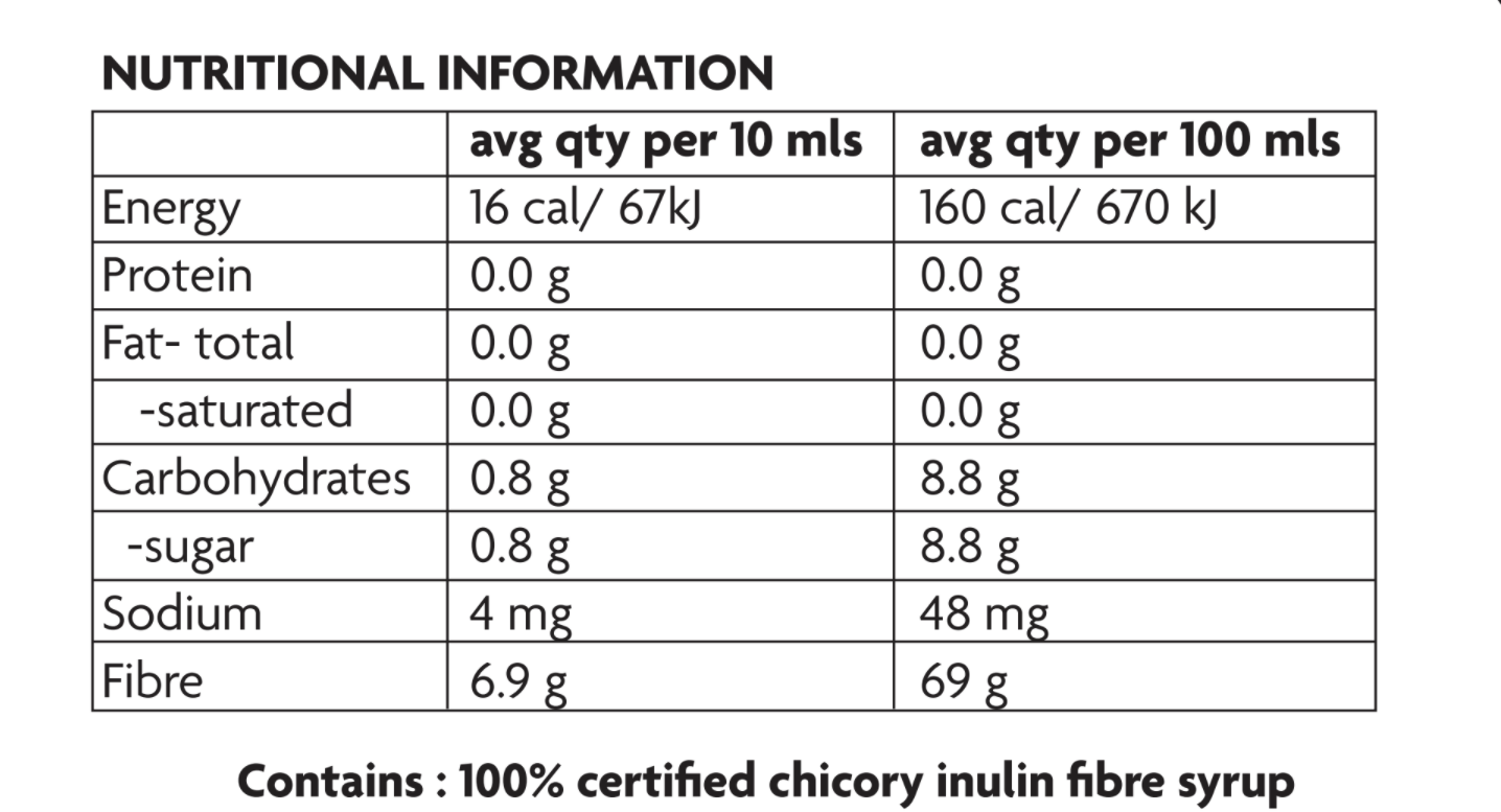 Fibre Syrup (500g) - "Sweet As Fibre Syrup" 100% Chicory, Prebiotic, Tested + Certified - Bridgets Healthy Kitchen